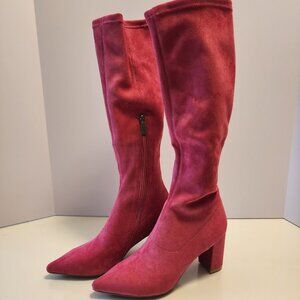 Silent D Hot Pink Suede Heeled Boots